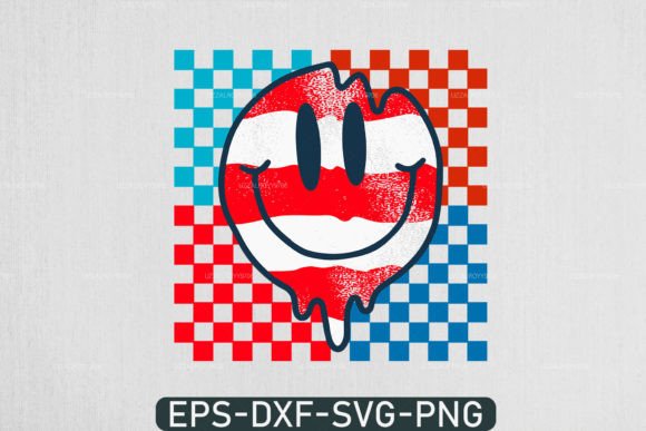 4th of July Smiley Face Svg USA Flag Svg