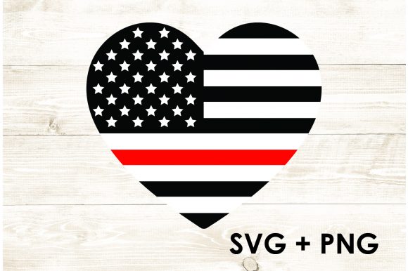 American Flag Heart - Red Line - USA Flag