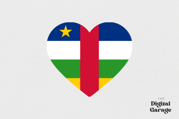 Central African Rep Heart Flag, SVG PNG: Graphics for Crafts