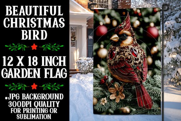 Christmas Winter Bird Garden Flag D1: Graphics & Crafts for Local Branding