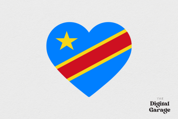 Congo Democratic Rep Heart Flag, SVG PNG