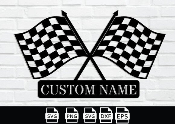 Custom Checkered Flag Racing Metal Sign: Graphics & Crafts