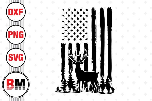 Deer American Flag Graphics for Crafts Projects
