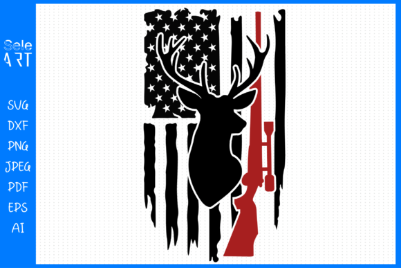 Deer Distressed Flag Graphics for Crafts