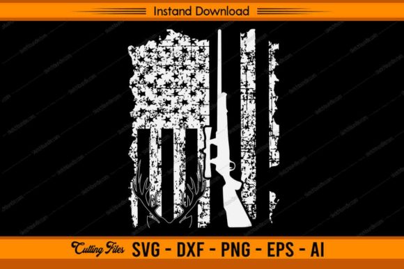 Deer Hunting Distressed American Flag Graphics and Crafts