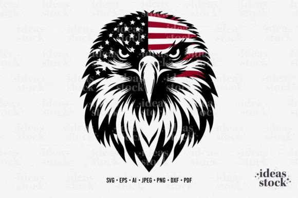 Eagle Patriotic Face American Flag Svg Graphics