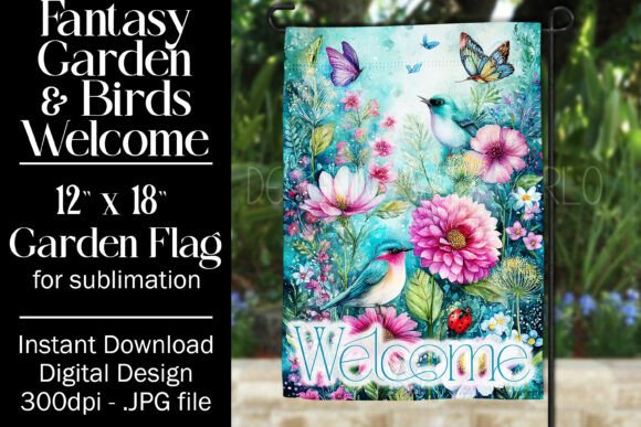Fantasy Birds Garden Flag Sublimation 2