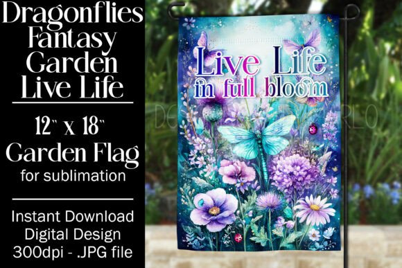 Fantasy Dragonfly Garden Flag Design 30