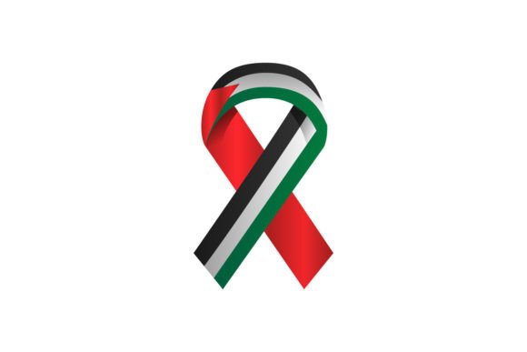 Flag Palestine on Stripe Ribbon Graphics and Crafts