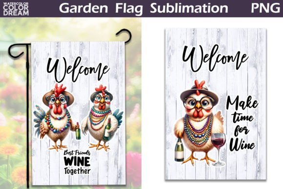 Funny Chicken Garden Flag Graphics for Crafts