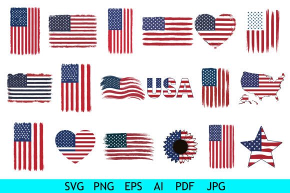 Grunge American Flag Brush Strokes