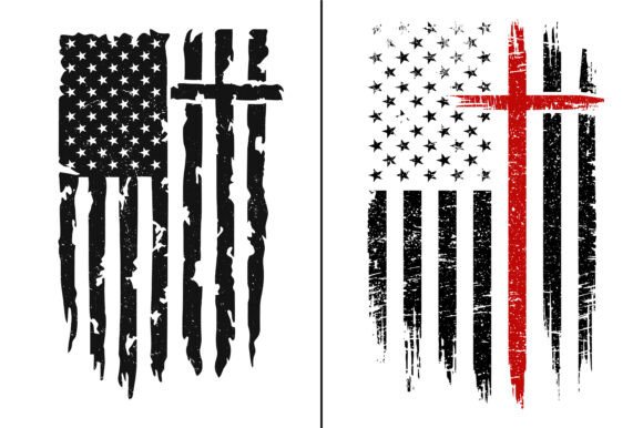 Grunge American Flag Cross Design Graphics