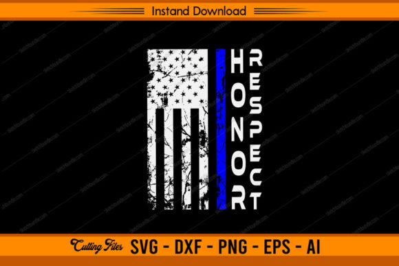 Honor Respect Police - US Flag Graphics