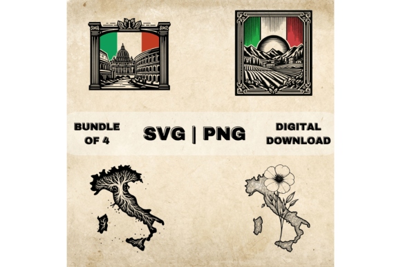 Italy SVG Bundle: Flag Clipart for Embroidery Projects