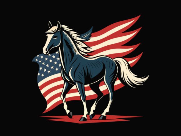 Morgan Horse American Flag Patriotic