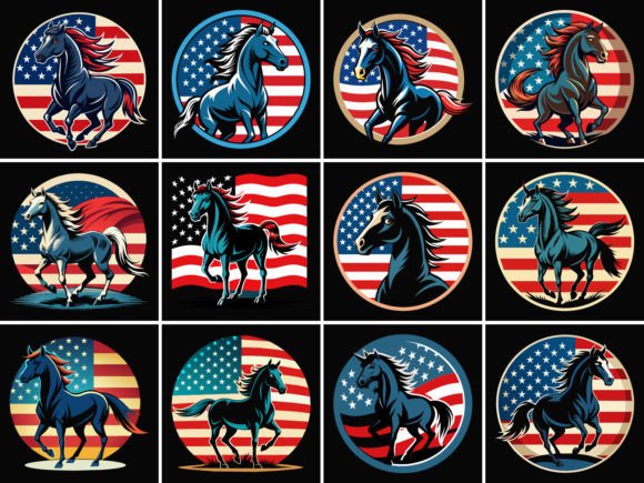 Morgan Horse American Flag Patriotic Set