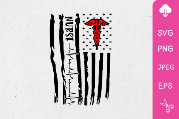 Nurse Heartbeat USA Flag