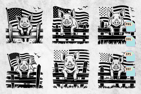 Patriotic Pig Flag SVG Bundle