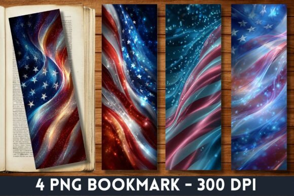 Patriotic Waving Flag Digital Bookmark: Graphics & Crafts for Real Projects