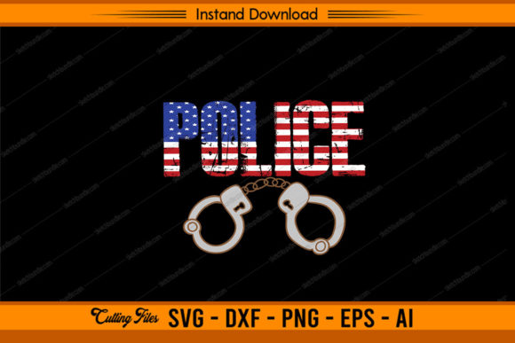 Police American Flag Design Graphics