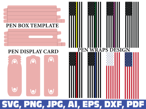 Thin Red Blue Yellow Green Flag Pen Graphics & Crafts