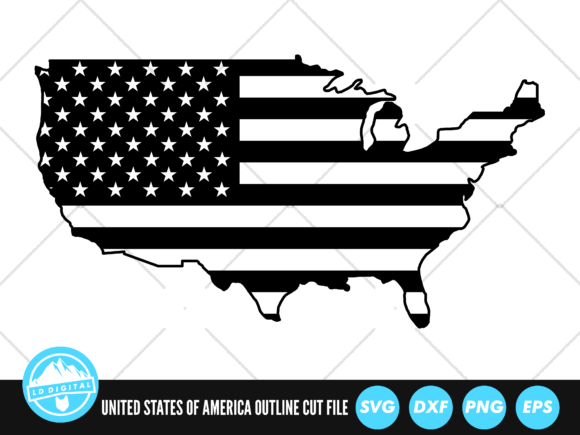 US Map Outline Flag SVG US Outline