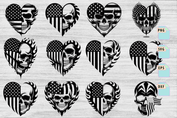 USA Skull Flag Svg Graphics for Crafts
