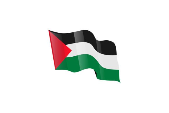 Waving Palestine Flag Illustration Icon: Graphics and Crafts