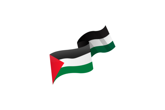 Wavy Palestine Flag Ribbon Banner Graphics
