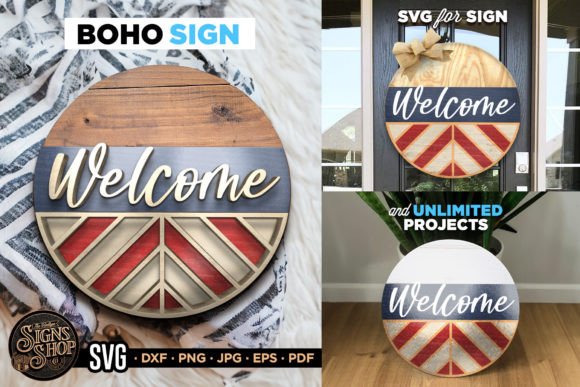Welcome Flag SVG BOHO Geometric Sign